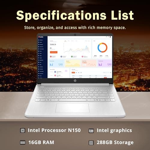 HP Stream 14" HD BrightView Laptop, Intel Celeron N4120, 16GB RAM, 288GB Storage (128GB UFS + 160GB Docking Station Set), Intel UHD Graphics, 720p Webcam, Wi-Fi, 1 Year Office 365, Win 11S, Silver — view 2