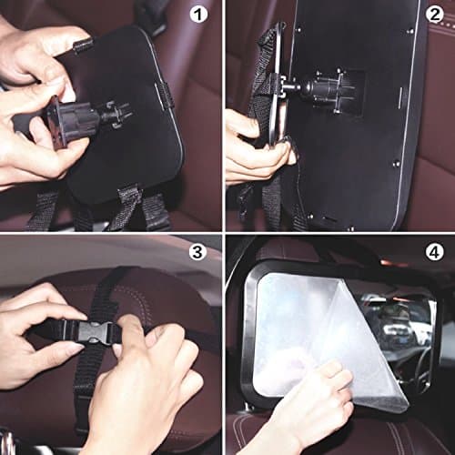 Baby Car Mirror, DARVIQS Car Seat Mirror, Safely Monitor Infant Child in Rear Facing Cars Seat, Wide View Shatterproof Adjustable Acrylic 360°for Backseat, Crash Tested and Certified for Safety — view 5