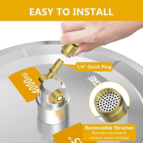 EVEAGE 15.5" Pressure Washer Surface Cleaner, Power Washer Surface Cleaner with 4 Wheels, Stainless Steel Housing Power Washer Accessories with 2 Extension Wand, 2 Replacement Nozzles, 4000 PSI — view 4