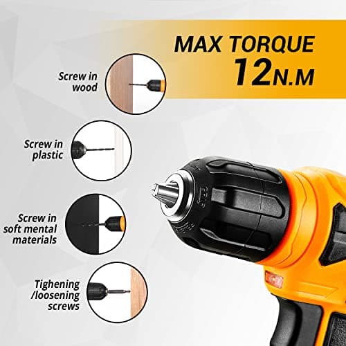 DEKOPRO 126 Piece Power Tool Combo Kits with 8V Cordless Drill, 10MM 3/8'' Keyless Chuck, Professional Household Home Tool Kit Set, DIY Hand Tool Kits for Garden Office House Repair — view 4