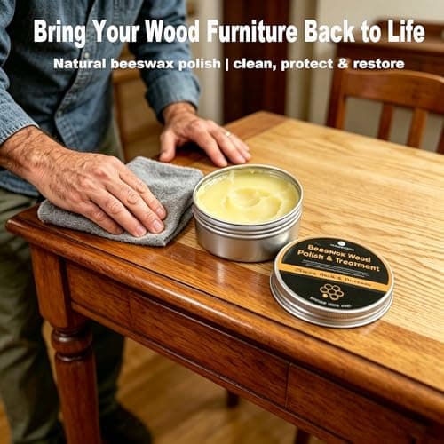 YIJINKING Beeswax Wood Polish, Premium Wood Conditioner, Multipurpose Wood Cleaner & Wood Protector for Furniture, Floors, Cabinets, Tables, Restores Shine & Prevents Cracking, 7.05 Oz — view 2