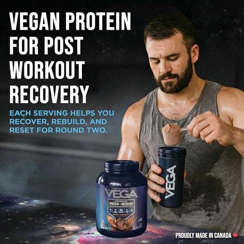 Vega Protein + Recovery, Chocolate – 30g Vegan Protein, Dairy & Gluten Free, Probiotics, NSF Certified, 1.98 kg (45 Servings) — view 3
