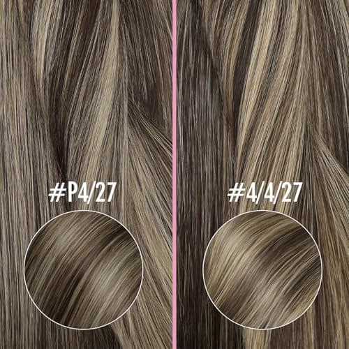 YoungSee Nano Link Hair Extensions Human Hair Dark Brown Highlights Caramel Blonde Nano Ring Human Hair Extensions Cold Fusion Hair Extension Nanobead 16in Invisible Nanoloop Extension 50 Strands 50g — view 6