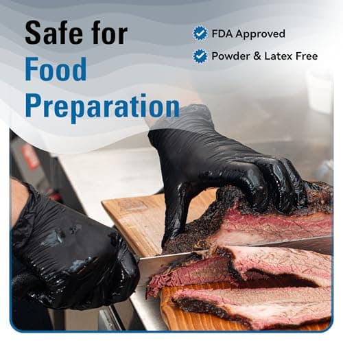 SWIFTLITE Nitrile Gloves Disposable Latex Free, 4 Mil Black Food Grade Powder Free Rubber Gloves for BBQ, Cooking, Cleaning (100, Large)