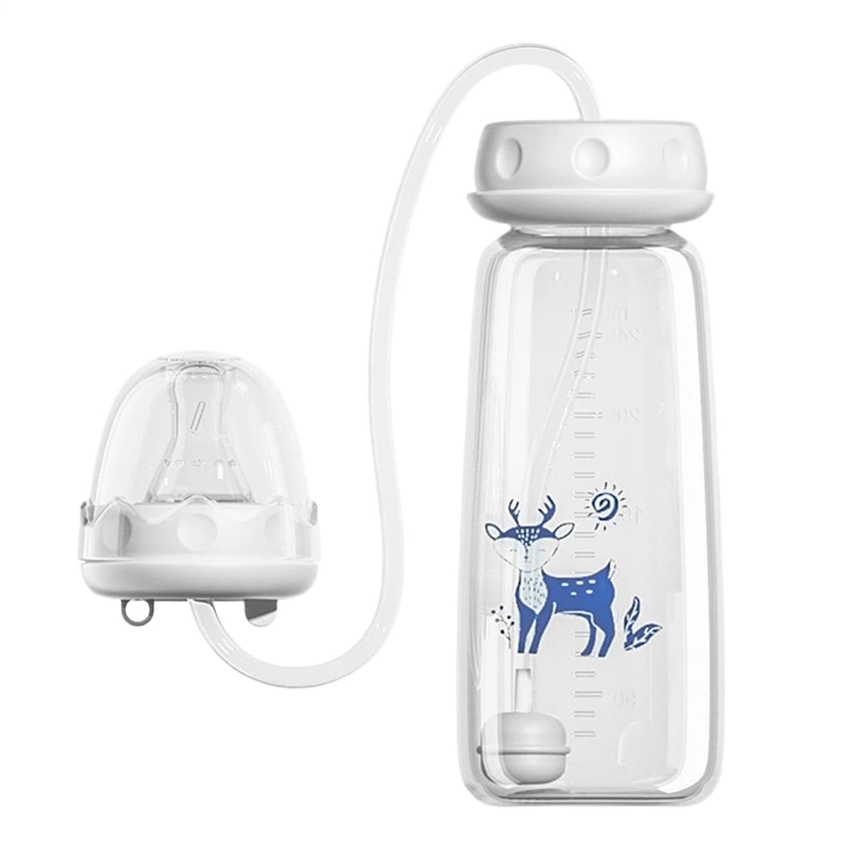 Hands Free Babys Bottle, 240ML Leakproof Self Feeding Babys Bottle, Adjustable Self Feeding Bottles with Nipple Straw, Anti Colic Pacifier Bottles Feeder Hands Free, for Girls & Boys — view 8