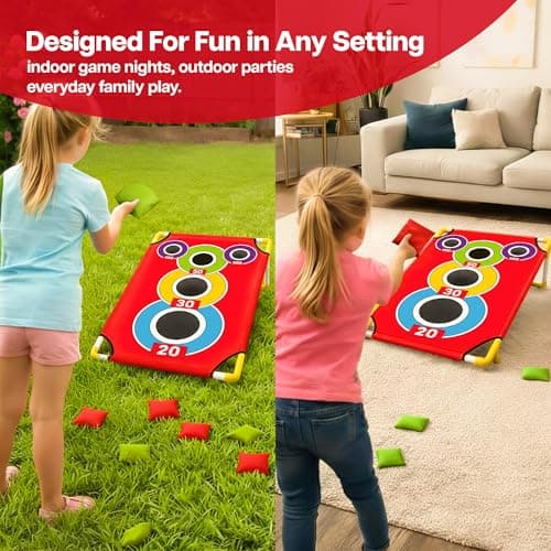 Cornhole Board Set with 21+ Games, Carrying Case and 8 Bean Bags - Arcade Style Corn Hole Games for Adults and Kids, Portable Outdoor Yard Game for Family, Beach, Camping and Parties, 24x36 — view 5