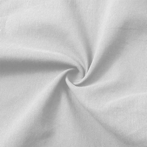 TXGMNA Cotton Linen Pants for Women Casual Loose Flowy Palazzo Pants Drawstring Waist Trousers Summer Beach Vacation Outfits White — view 4