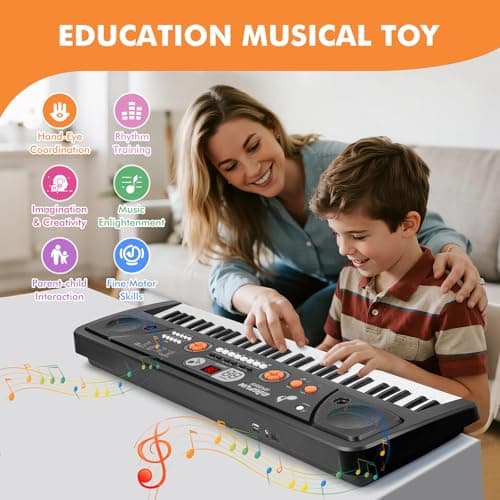 Drmukie 61 Key Beginner Keyboard Piano Toy for Kids with LCD & Microphone