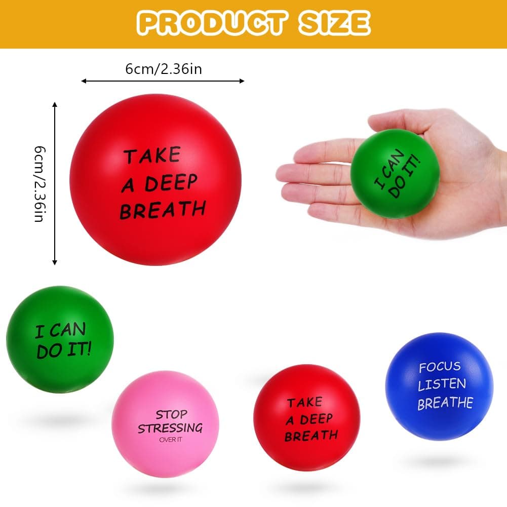 Ainiv 4Pz Motivacional Pelota Antiestrés Stress Ball Fidget Toys, Squishy Pack Pelota Antiestres Adultos Mano, Bolas de Estrés, Pelotas de Espuma, Juguetes Antiestres Niños Adultos, Bola Antiestres — view 2