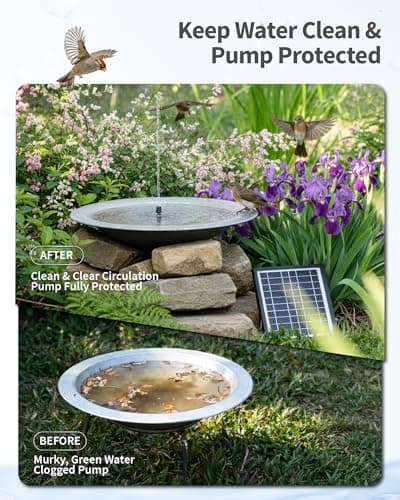 POPOSOAP 4W Solar Fountain Pump with Filter Box, Solar Powered Water Pump Kit with Fountain Nozzles & PVC Tubing for Bird Bath, Garden, Outdoor Fish Tank & Backyard Decor P3035
