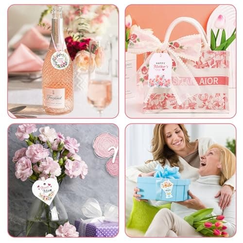 CCINEE 120pcs Mothers Day Gift Tags,Floral Happy Mother's Day Hanging Tag with String Best Mom Label for Mother Party Decoration — view 5