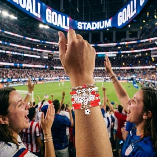 AICase Soccer Bracelets for FIFA World Cup 2026 Gifts, Game Day Canada Soccer Fan Merch Bracelet Gear Merchandise Jersey Outfits Jewelry Accessories for Women Men Soccer Moms Party Favors Birthday — view 2