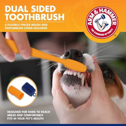 Arm & Hammer for Pets Tartar Control Dog Dental Care Kit, Banana Mint Flavor Toothpaste with Baking Soda, Double-Sided Toothbrush and Finger Brush Included, 2.5 Oz, 3-Piece - 2 Pack — view 2