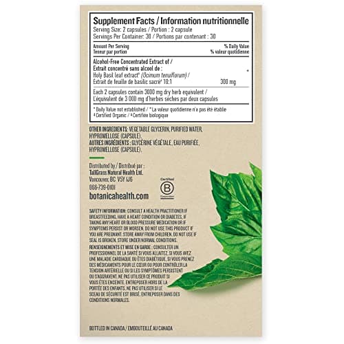 Botanica Holy Basil Liquid Capsules, Helps Increase Energy & Reduce Stress, Antioxidant Properties, Whole Herb Formula, Non-GMO, Vegan and Gluten Free, 60 Capsules, 30 day supply — view 5