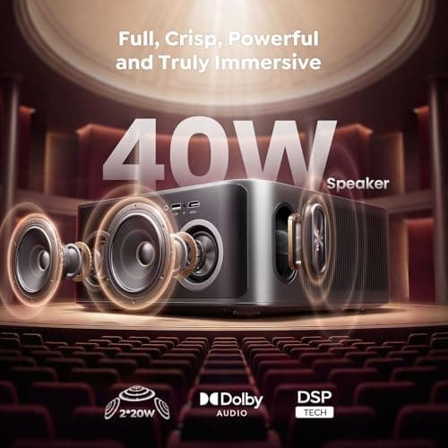 Outdoor-Projector-4K [VIDAA Live TV/40W Dolby/920 ISO] with WiFi6 and Bluetooth Compatible with Netflix, Smart Projector, AI Voice Control & Auto Focus, HDR10, Movie Proyector for Ceiling Home Theater — view 3
