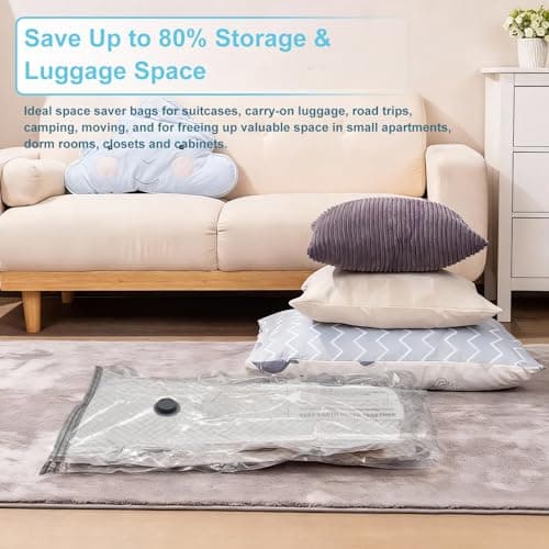 Vacuum Bags for Travel,12 Pack Vacuum Storage Bags with Wireless Pump
