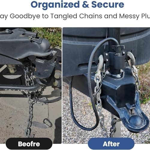 Metal Trailer Chain Holder with 7-Way Plug Mount, Towing Organizer for RV and Utility Trailers, Trailer Plug Holder — view 3