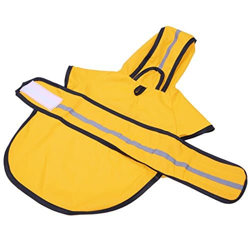 HDE Dog Raincoat Jacket Reflective Adjustable Hooded Pet Poncho Rain Coat with Leash Hole for Small to X-Large Dogs Yellow - L — view 4