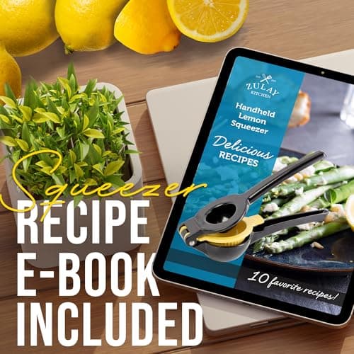 Zulay Kitchen Metal 2-in-1 Lemon Squeezer - Sturdy Max Extraction Hand Juicer Lemon Squeezer Gets Every Last Drop - Easy to Clean Manual Citrus Juicer - Easy-Use Lemon Juicer Squeezer - Black/Yellow — view 5