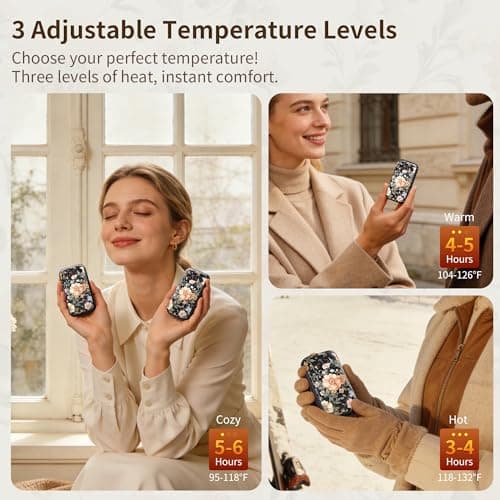 LERAT Hand Warmers Rechargeable,2 Pack Electric Hand Warmers,3-Second Fast Heating,3 Heat Settings,Portable & Lightweight Gifts for Women Men,Outdoor,Camping,Hiking,Skiing,Hunting,Travel — view 4