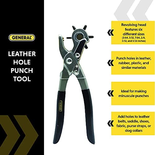 General Tools Leather Hole Punch Tool - 6 Multi-Hole Sizes for Leather, Rubber, & Plastic - Hobbies & Crafts 8.5 inches — view 6