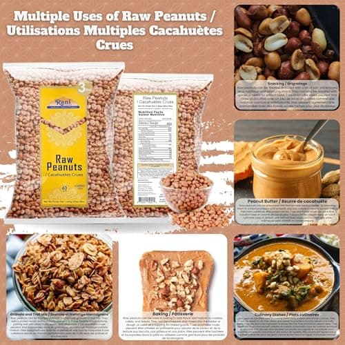 Rani Peanuts, Raw Whole With Skin (uncooked, unsalted) 48oz (3lbs) 1.36kg Bulk ~ All Natural | Vegan | Gluten Friendly | Fresh Product of USA ~ Spanish Grade Groundnut/Red-skin — view 3