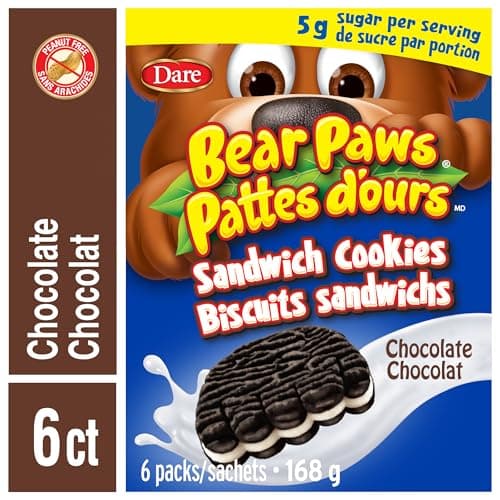 Bear Paws Chocolate Sandwich Cookies - Soft Cookie Snack Packs, Peanut Free School Snacks, 168g, 6 pouches — view 4
