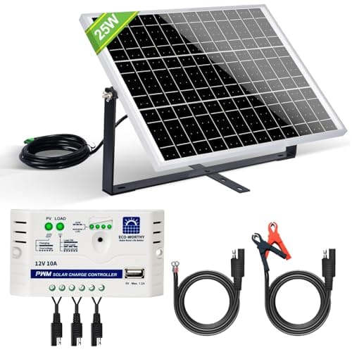 ECO-WORTHY Solar Panel Kit 25W 12V Solar Battery Charger: Waterproof 25W Solar Panel + Adjustable Mount Bracket + SAE Connection Cable +10A Charge Controller for Car RV Marine Boat Chicken Coop
