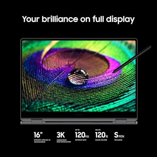 Samsung 16” Galaxy Book5 Pro 360 Copilot+ PC, AI Business Laptop, Windows 11 Pro, Intel Core Ultra 7 Processor 256V, 3K AMOLED Touchscreen, 16GB / 512GB, 120HZ, 2025 Model, NP964QHA-KG1US, Gray — view 2