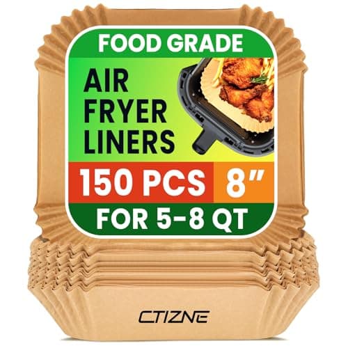 Air Fryer Liners Disposable, 150Pcs 8" Square [Food Grade Material] Unbleached Parchment Paper Liners Non-Stick & Waterproof Oilproof for 5-8 QT Airfryer Basket, Baking, Roasting Microwave, Oven