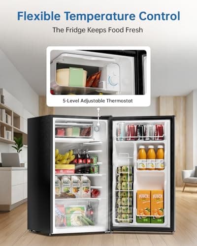 Frostorm 3.2 Cu Ft Mini Fridge with Freezer - Energy Efficient, Large Capacity Single Door Upright Freezer for Bedroom, Office & Dorm | Small Fridge, Reversible Door, ETL Certified(Silver) — view 4