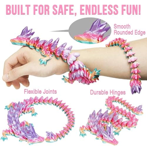 Large Dragon Eggs with Dragon Inside, 3D Printed Surprise Funny Gifts for Kids, Articulated Dragon Fidget Toys for Adults, Executive Desk Toys Office Room Décor (Pastel Rainbow) — view 3