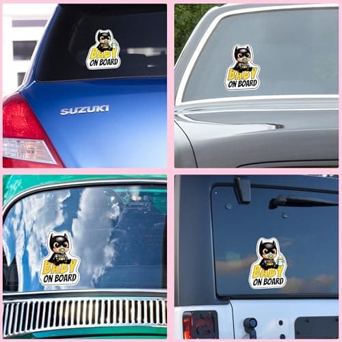2-Pack Baby on Board Car Stickers, Reflective & Waterproof Vinyl Baby on board Signs, Self-adhesive Warning Stickers for Car Window & Bumper, Essential Baby Car Accessories for Safety Awareness — view 5