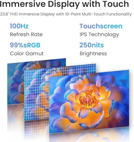 Lenovo 24" Touchscreen IdeaCentre All-in-One Desktop Computer • 6-core AMD Ryzen 5 Processor • 16GB DDR5 • 512GB SSD • Wireless KB&Mouse • Wireless Charging Base • Windows 11 — view 4