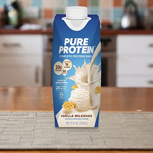 Pure Protein Vanilla Protein Shake, 30g Complete Protein, Vitamins A, C, D, and E plus Zinc to Support Immune Health, Ready to Drink and Keto-Friendly, 11oz Bottles, 12 Pack — view 5