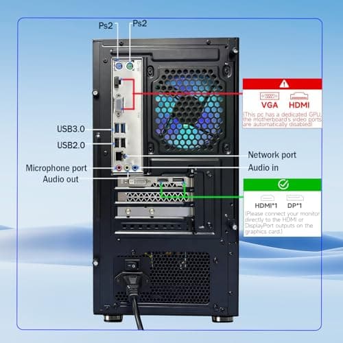 Qehi Prebuilt Desktop Gaming PC | Ryzen 5 6Cores 3.6G Up to 4.1G | 16G DDR4 RAM | 512G SSD | RX560 4G Graphics Card | WiFi 6 | Game Computer Tower Black — view 8