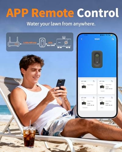 Diivoo 4 Zones WiFi Water Timer with Brass Inlet, Smart Sprinkler Hose Timer 4 Outlets Compatible with Alexa/Google Assistant, 24 Irrigation Plans, Rain Delay & Mist Mode for Garden Lawns — view 2