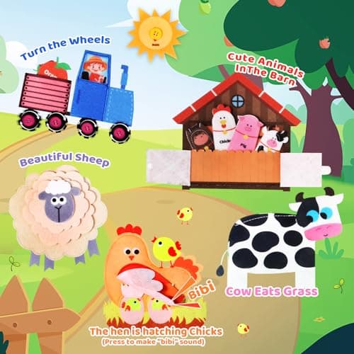 Letapapa Farm Busy Book for Toddlers 1-3, Montessori Toys Gifts for 1 2 Year Old Boys Girls, Educational Learning Toys for 1+ Year Old, Busy Board Quiet Activity Book Toddler Travel Toy — view 3