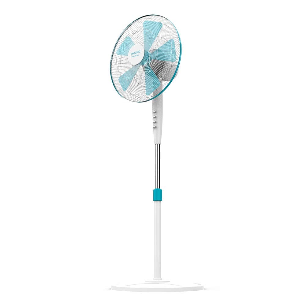 Cecotec Ventilador de Pie EnergySilence 500. 40 W, 5 Aspas de 40 cm de diámetro, Oscilante, 3 Velocidades, Altura Ajustable de 110 a 130 cm, Motor de Cobre, Diseño en Blanco