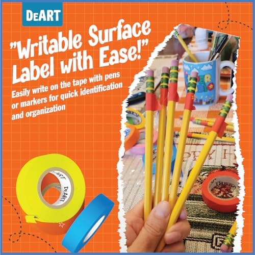 Colored Masking Tape Painters Tape 12 or 8 Pack 1 inch or 0.6 Inches Kids Arts Craft Supplies Coding Whiteboard Dry Erase Board Tape Thin Paper Tape Paint Tape No Residue Easy Removal DIY Crafts Arts — view 5
