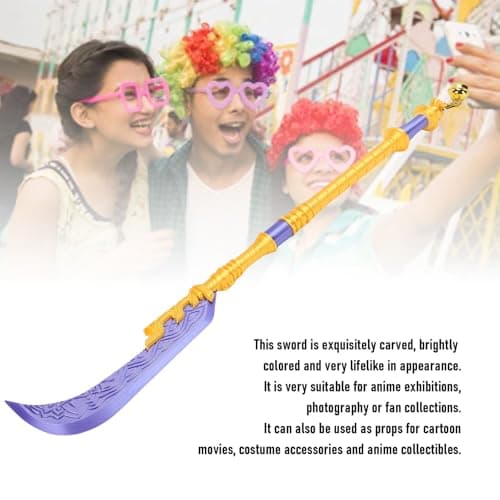 CHEOTIME Cosplay Kpop Sword, 25in 3D Printed Anime Sword Replica Fantasy Costume with Bell and Cord for Anime Conventions and Photoshoots Halloween Christmas — view 2