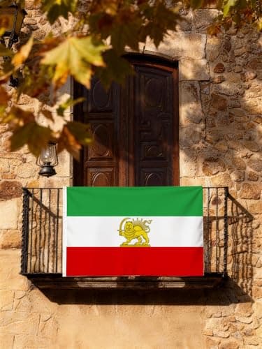 Iran Flag with Lion and Sun 3 X 5 Ft, Iranian Flag Persian Flag for Garden and Outdoor Decoration, Polyester (A) — view 6