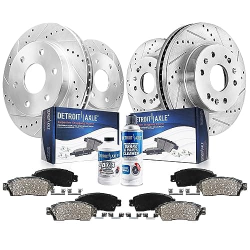 Detroit Axle - Brake Kit for Chevy GMC Silverado Sierra 1500 Tahoe Yukon XL Suburban Escalade ESV Drilled Disc Rotors Ceramic Brakes Pads Replacement : 12.99" Front & 13.58" Rear Rotor