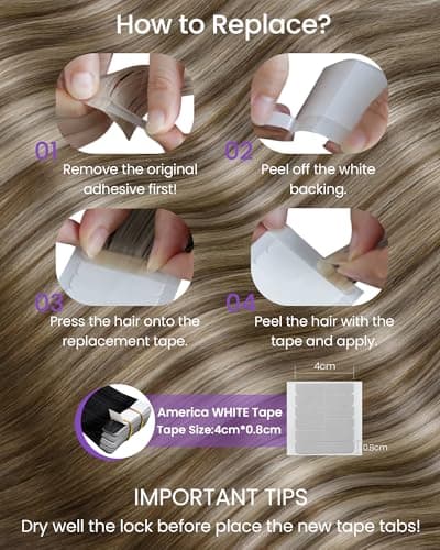 LaaVoo Tape in Hair Extensions Human Hair Tape in Extensions Remy 100g Ash Brown to Blonde Mix with Platinum Blonde 16 Inch 40pcs — view 5