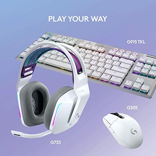 Logitech G733 Lightspeed Wireless Gaming Headset with Suspension Headband, LIGHTSYNC RGB, Blue VO!CE mic Technology and PRO-G Audio Drivers - White — view 7