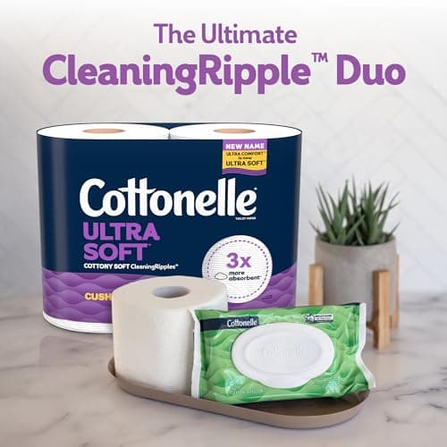 Cottonelle Ultra Soft Toilet Paper with Cushiony CleaningRipples Texture, Strong Bath Tissue, 24 Family Mega Rolls = 108 Regular Rolls (4 Packs of 6) — view 6