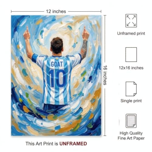 VeroTin 12x16in Lionel Messi Wall Art. Unframed Messi Posters