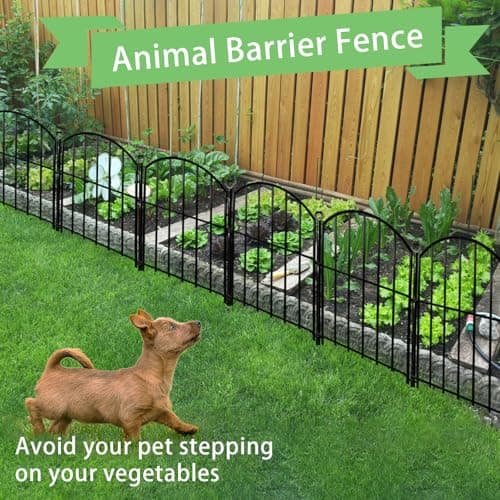 Decorative Garden Fence 17in x10ft, 10 Pack Rustproof Metal No Dig Fence Animal Barrier for Dog, Arched Flower Bed Edging Ornamental Wire Border Panel Fencing for Yard Patio Outdoor Decor — view 4