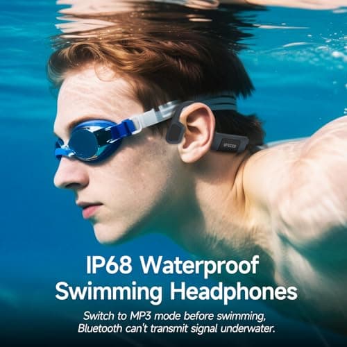 IFECCO Swimming Headphones Bluetooth 5.4 - Bone Conduction Underwater Headphones, IP68 Waterproof Open Ear Headpohnes with Mic, 32GB MP3 Player Memory for Swimming, Running, Cycling