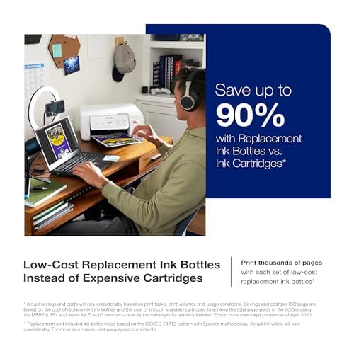 Epson EcoTank ET-2800 Wireless Color All-in-One Cartridge-Free Supertank with Scan and Copy, The Ideal Basic Home Printer - White